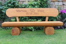 Baumstammbank mit Gravur