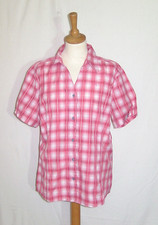 Damen-Bluse Gr. 44, maier sports, rot/weiß kariert, Kurzarm