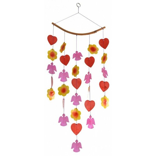 Muschelmobile blume engel rot - muschelmobile,