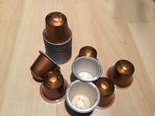 30 x Aluminium Nespresso Kaffee Kapseln leer zum Basteln Braunmetallig Glänzend