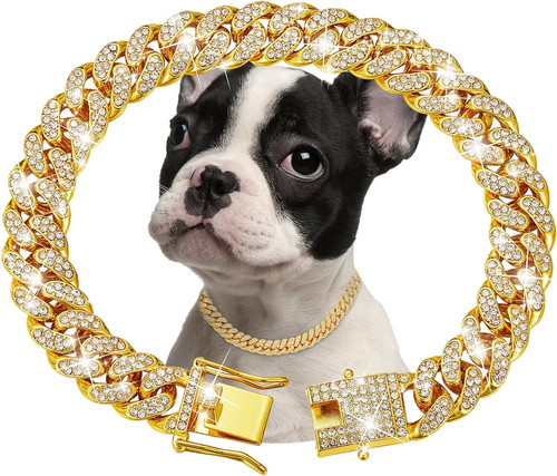 Hund kettenhalsband luxus gold - hund,