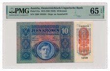 ÖSTERREICH Banknote 10 Kronen 1919 PMG MS 65 EPQ Gem Uncirculated
