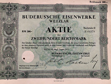 alte Aktie Buderus´sche Eisenwerke Wetzlar 1937