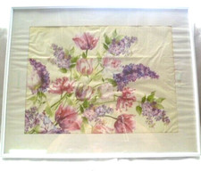 Bild Serviettentechnik Blumen Flieder 51 x 40 cm Glasrahmen