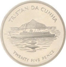 Tristan da Cunha - 25 Pence 1977 - Silber - PP Proof
