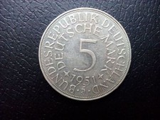 5 DM 1951 "J" Silberadler sehr