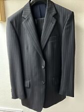 Anzug / Einreiher Sacko & Hose – schwarz – blau gestreift – Größe 48 – Westbury