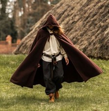 Mittelalter Umhang Cape Elinor kurze Kapuze Wollgemisch Länge 130cm viele Farben