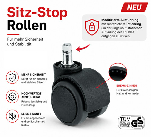 Sitz stop stuhlrollen - 🔴, sitz-stop