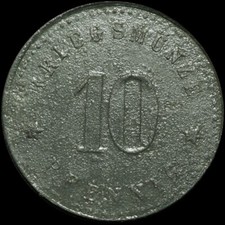 NOTGELD: 10 Pfennig, Rand glatt. Funck 253.3. MARKTGEMEINDE KÖTZTING / BAYERN.