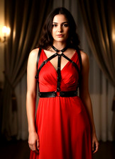 Damen Breit Kunstleder Kette