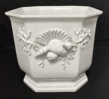 Vintage Jardiniere Italien Keramik Weiss Hochglanz H/B/L: 24,5 x 27 x 27 cm
