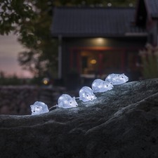 LED Lichterkette 5 Acryl Mäuse Leuchtfigur kaltweiß Gartendeko Trafo für Außen