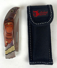 Taschenmesser Holzgriffschalen geschlossen  9,5 cm lang mit Gürteltasche