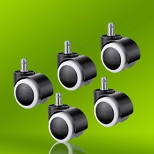 Lostwry 5er Set Bürostuhl Hartbodenrollen, Schwarz/Weiß, Geräuschlos, Universal