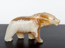 Onyx Figur Eisbär Polarbär Bär Steinfigur handgefertigt, Sammlerstück  1 kg.