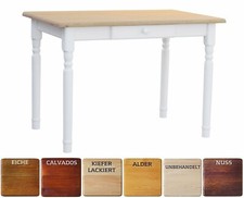 Esstisch Küchentisch Tisch MASSIV KIEFER weiß honig MIT SCHUBLADE - NEU