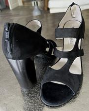 Ungetragene Andrea Manueli Milano Leder Pumps Sandaletten 38 Schwarz 9cm Absatz 