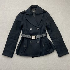 Mango Suit Damen Blazer Jacke S Schwarz Tailliert Gürtel Military Style