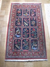 Orient Teppich Figural Ghom Felderteppich aus Nachlass   (E 359)