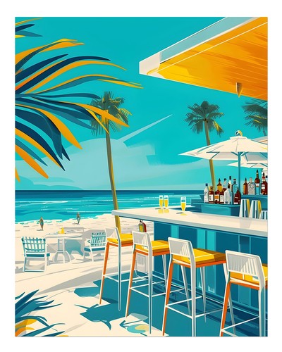 Tropische strandbar wandkunst - tropische,
