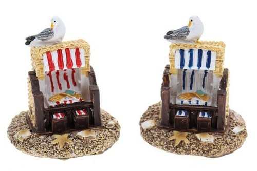 Miniatur strandkorb mit möwe - strandkorb,
