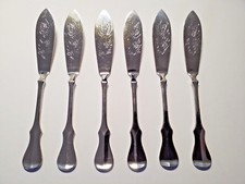 Robbe & Berking 6 Fischmesser Modell Alt-Kopenhagen 150er Versilberung