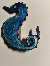 Seepferdchen in Farbe blau von David Andersen Norwegen 925 Sterlingsilber