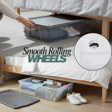 47L Unterbett Kunststoff Aufbewahrungsbox klar stapelbar Kleiderbehälter Rollen Deckel