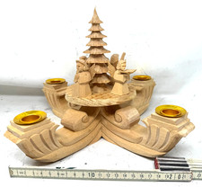 Adventsleuchter Erzgebirge Engel musizierend geschnitzt Handarbeit /P7.9/2