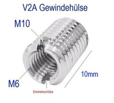 V2A Gewinde Hülse Adapter M10 auf M6 10mm Gewinde Adapter M10 M6 Gewindeadapter