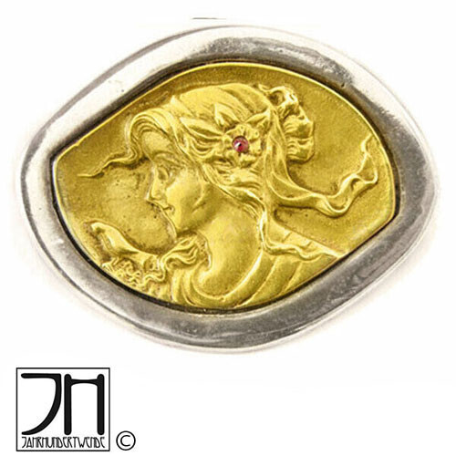 Silber brosche dame relief - dame,