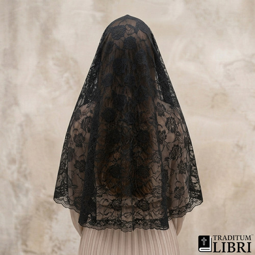 Black lace chapel veil - veil,