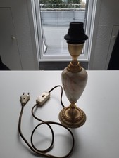 Lampenfuß, Messing, Onyx, Marmor, Bastler, ohne Lampenschirm,  ca. 25,5 cm hoch