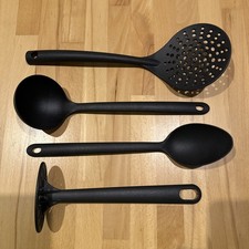 Küchenhelfer Set 4-teilig - Schöpf- & Kochlöffel & Stampfer Kunststoff - Camping