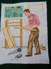 Kreuzstich Stickbild Tischler Schreiner Berufs-Stickbild Handarbeit dänisch