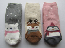 3 Paar warme Mädchen Baby ABS Anti Rutsch Socken Gummierte Stopper NEU