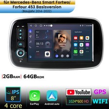 8'' Autoradio Carplay Für Mercedes Benz Smart Forfour Fortwo 453 Android GPS BT