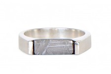 Schöner Gravierter GIBEON Meteoritenring Größe 5 3/4 - TOP METEORIT Schmuck