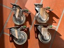 4x Schwerlasttransportrollen Lenkrollen  mit Bremse und Anbauplatte 4er Set