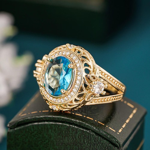 Ring gold mit blauem zirkonia - gold,