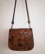 Kroko Tasche IRV Krokodilleder Handtasche Schultertasche coccodrillo Braun