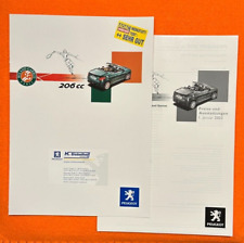 Peugeot 206 CC Sonderedition Roland Garros Prospekt 2002 + PREISE 2003