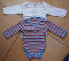 2 Babyboddy Ökomode Coconette Leela Cotton langarm Größe 62/68 weiß blau rot 