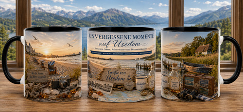 Usedom souvenir tasse schwarz - souvenir,