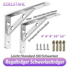Edelstahl Regalträger Schwerlastträger Set Winkel Konsole Halterung Wandregal