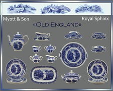  "Old England-Cambridge" Teile zur Wahl: teller platte  tasse blau Myott Sphinx 