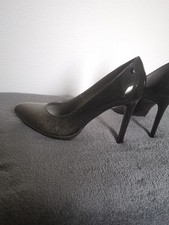 s.Oliver Damen Pumps High Heels Schwarz Gr. 39, Silber Schwarz Glitzer