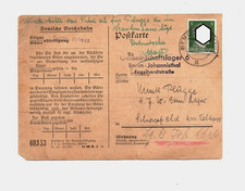 BERLIN AN ZWANGSARBEITER LAGER JOHANNISTHAL 1944 REICHSBAHN GRÜNAU KARTE F.PAKET