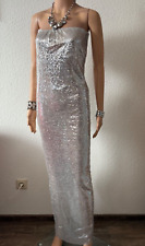 Langes Abendkleid Rückenfrei Pailletten silber , Gr. M, neu ungetragen